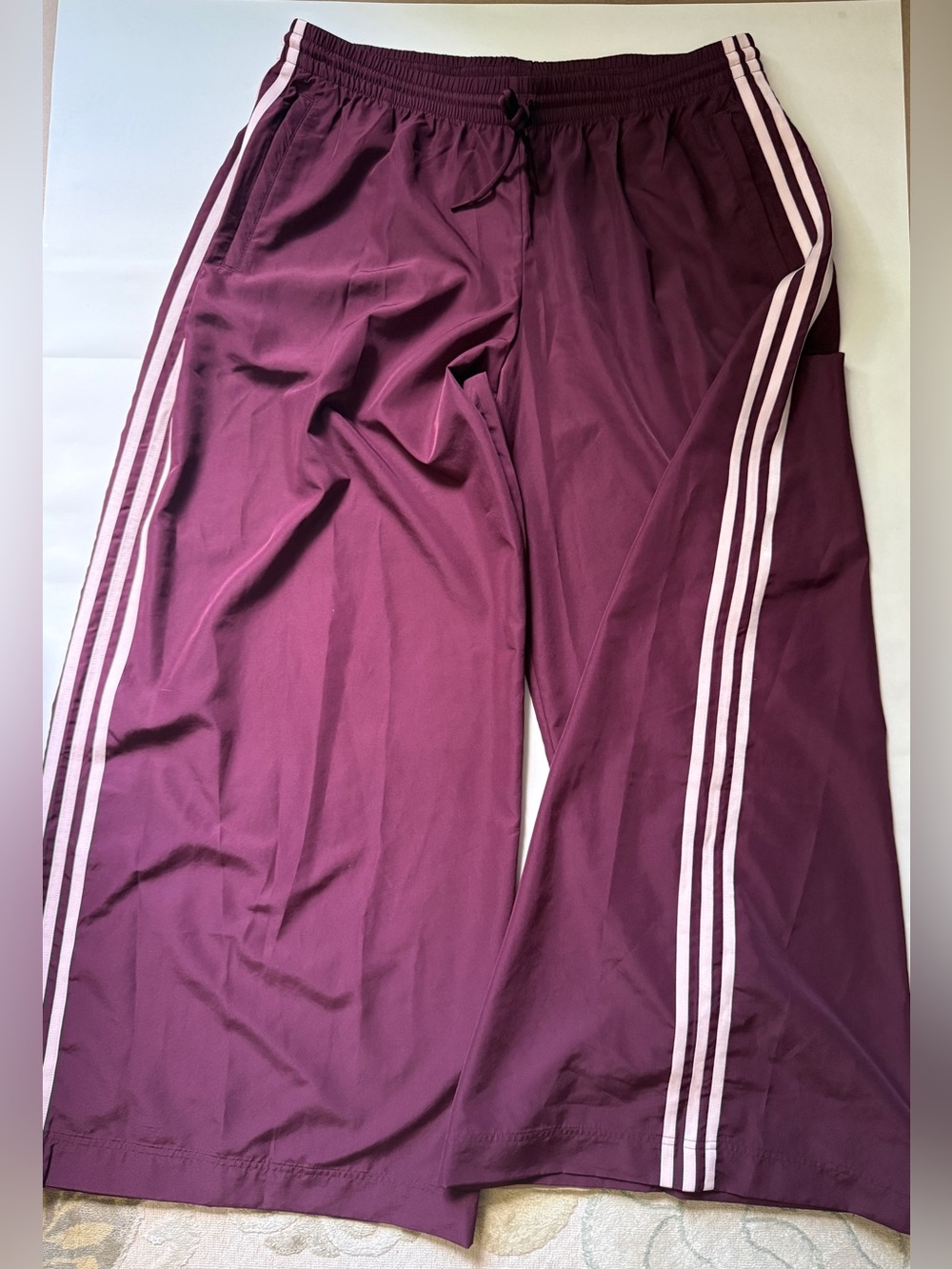 Adidas [M] Firebird Adilenium Wide Leg Track Pants Maroon/Sandy Pink KW3619 - Picture 2 of 11